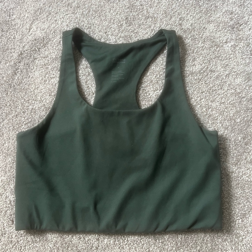 girlfriend collective Paloma Racerback Sports Bra - Moss/Forest Green